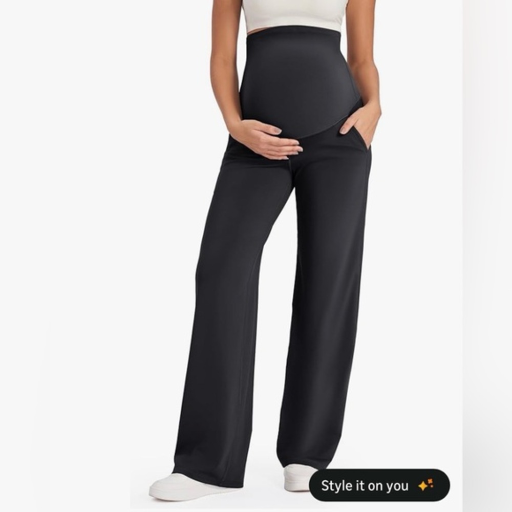NWT G4free black maternity pull on pants with pockets size large (10)